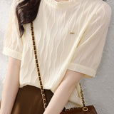 French ruffled chiffon short-sleeve T-shirt