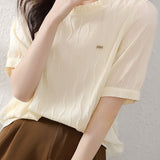 French ruffled chiffon short-sleeve T-shirt