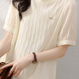 French ruffled chiffon short-sleeve T-shirt