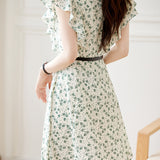 Elegant Ruffled Floral Dress