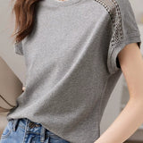 Intricately Crocheted Edge T-Shirt