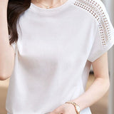 Intricately Crocheted Edge T-Shirt