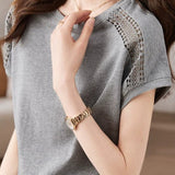 Intricately Crocheted Edge T-Shirt