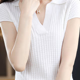 Solid Color Simple Short Sleeve Top