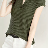 Solid Color Simple Short Sleeve Top