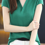 Solid Color Simple Short Sleeve Top