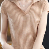 Solid Color Simple Short Sleeve Top