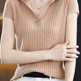 Solid Color Simple Short Sleeve Top