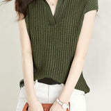 Solid Color Simple Short Sleeve Top