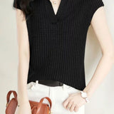 Solid Color Simple Short Sleeve Top