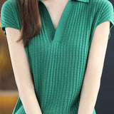 Solid Color Simple Short Sleeve Top