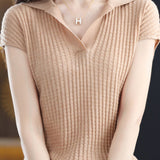 Solid Color Simple Short Sleeve Top