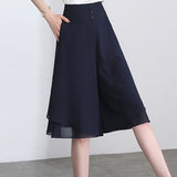 Solid color chiffon pants