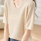 Lightweight Ice Silk Knit Short-Sleeve T-Shirt