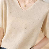 Lightweight Ice Silk Knit Short-Sleeve T-Shirt