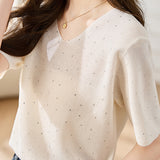 Lightweight Ice Silk Knit Short-Sleeve T-Shirt