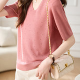 Lightweight Ice Silk Knit Short-Sleeve T-Shirt