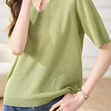 Lightweight Ice Silk Knit Short-Sleeve T-Shirt