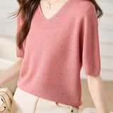 Lightweight Ice Silk Knit Short-Sleeve T-Shirt