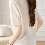 Lightweight Ice Silk Knit Short-Sleeve T-Shirt