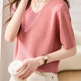 Lightweight Ice Silk Knit Short-Sleeve T-Shirt