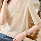 Lightweight Ice Silk Knit Short-Sleeve T-Shirt