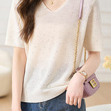 Lightweight Ice Silk Knit Short-Sleeve T-Shirt