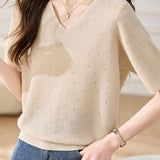 Lightweight Ice Silk Knit Short-Sleeve T-Shirt