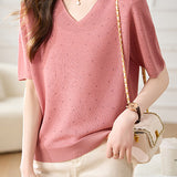 Lightweight Ice Silk Knit Short-Sleeve T-Shirt