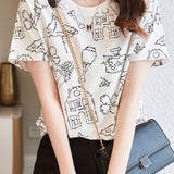 Printed Round-Neck Short-Sleeve T-Shirt