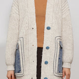 Loose Fit Lazy Style Patch Pocket Cardigan