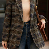 Vintage British Style Checked Wool Blazer