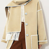 Elegant Woolen Coat with Bonus Scarf