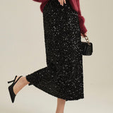 Light Luxury Heavy-duty Sequined Straight Tube Skirt