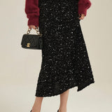 Light Luxury Heavy-duty Sequined Straight Tube Skirt