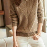 Half-High Neck Diagonal Ribbed Knit Top