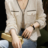 V-Neck Flap Decor Knit Cardigan - 2 Colors Available