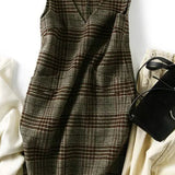 Plaid Midi Sleeveless Dress