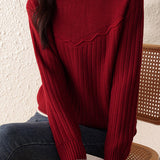 Casual half - high - neck knitted sweater