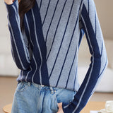 Striped turtleneck knitted shirt