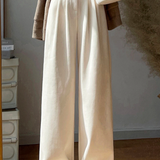 High-Waisted Straight-Leg Chenille Wide-Leg Pants