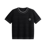 シャネル風立体花プローチ装飾透かしTシャツ　2色入 - liwisi