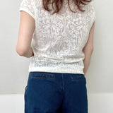 Scalloped Color Glitter Decor Lace Knit Top - 2 Colors Available