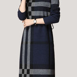 Half-turtleneck Plaid Woolen Dress