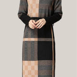 Half-turtleneck Plaid Woolen Dress