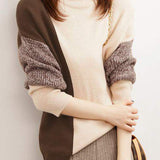 Contrast Turtleneck Leisure Knitted Sweater