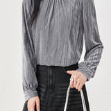 Long-sleeved velvet shirt