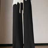 Drawstring Loose Knit Wide-Leg Trousers