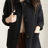 Simple Stand Collar Coat with Lining - 3 Colors Available