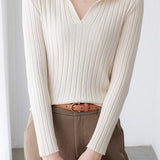 Elegant Collared Knitted Base Layer Top